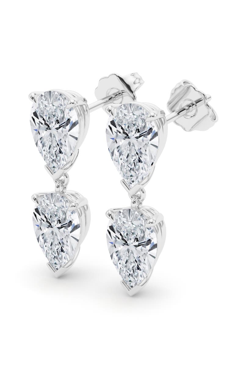 HauteCarat Lab Grown Diamond Twin Pear Cut Drop Earrings, Main, color, 18K White Gold