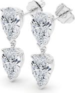 HauteCarat Lab Grown Diamond Twin Pear Cut Drop Earrings