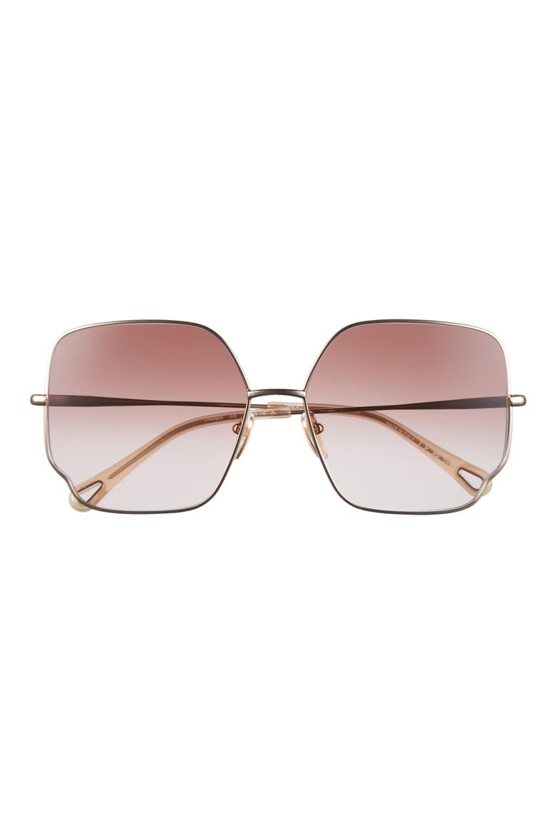 60mm Square Gradient Sunglasses, Main, color, GOLD GOLD BROWN