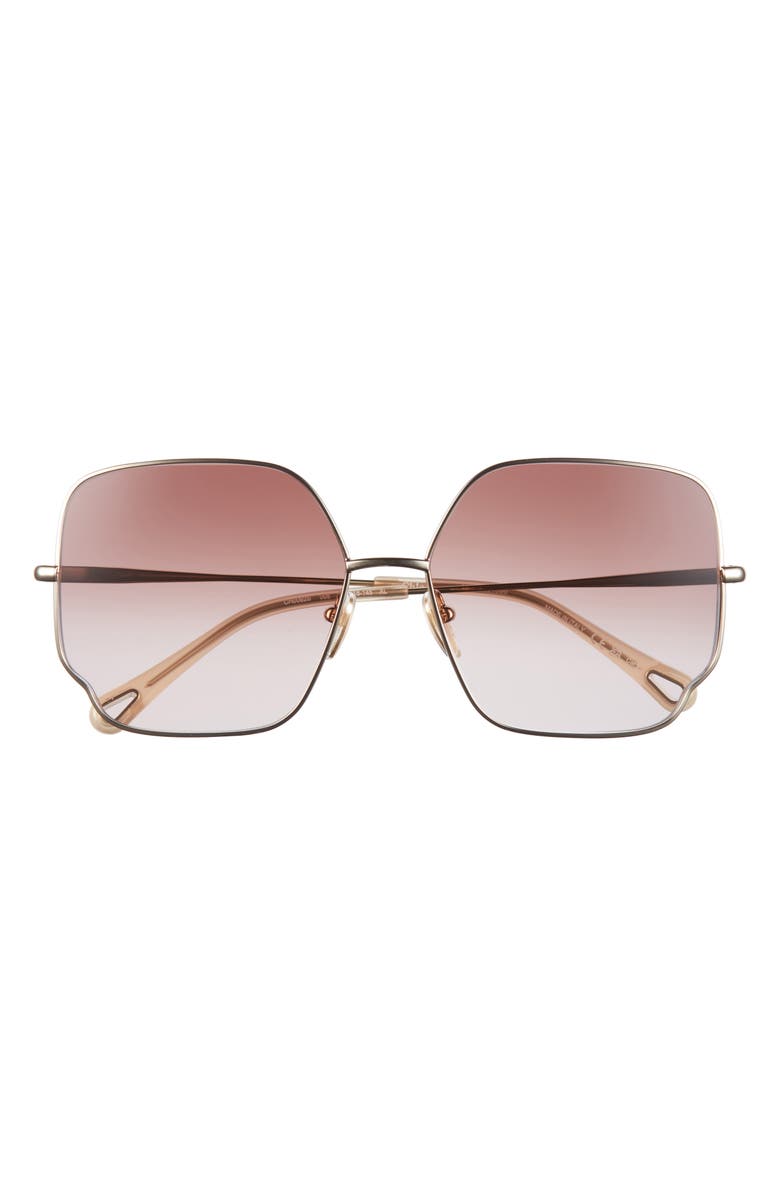 Chloé 60mm Square Gradient Sunglasses, Main, color, Gold Gold Brown