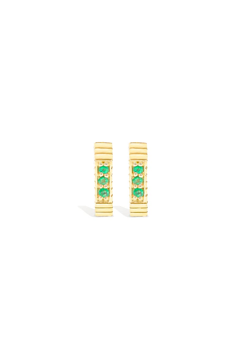 Spark Octagon Huggie, Alternate, color, Emerald-Gold