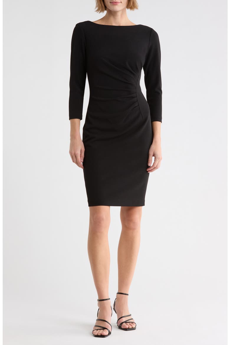 Ruched Sheath Dress, Main, color, BLACK