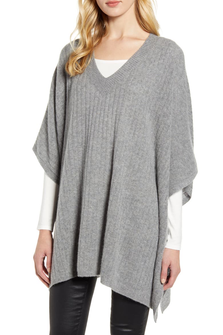 Easy Cashmere Poncho, Main, color, GREY MEDIUM HEATHER
