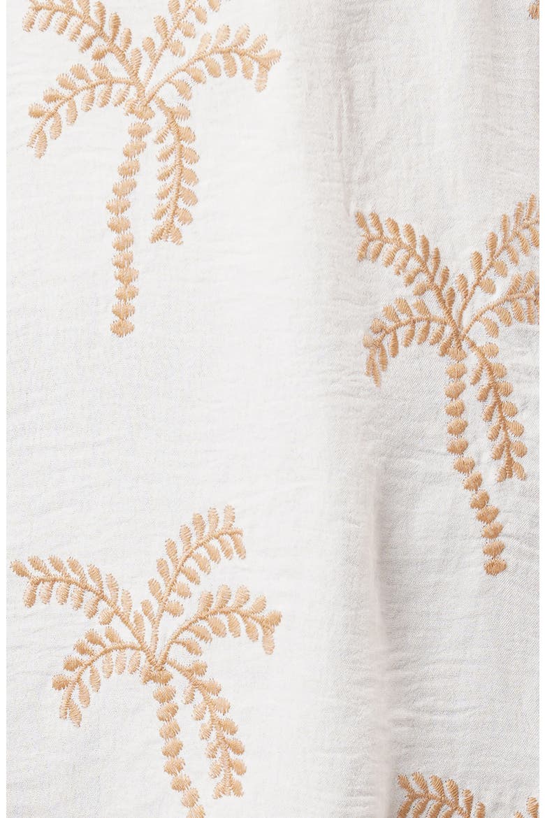 Palm Tree Embroidered Short Sleeve Button-Up Shirt, Alternate, color, WHITE / KHAKI