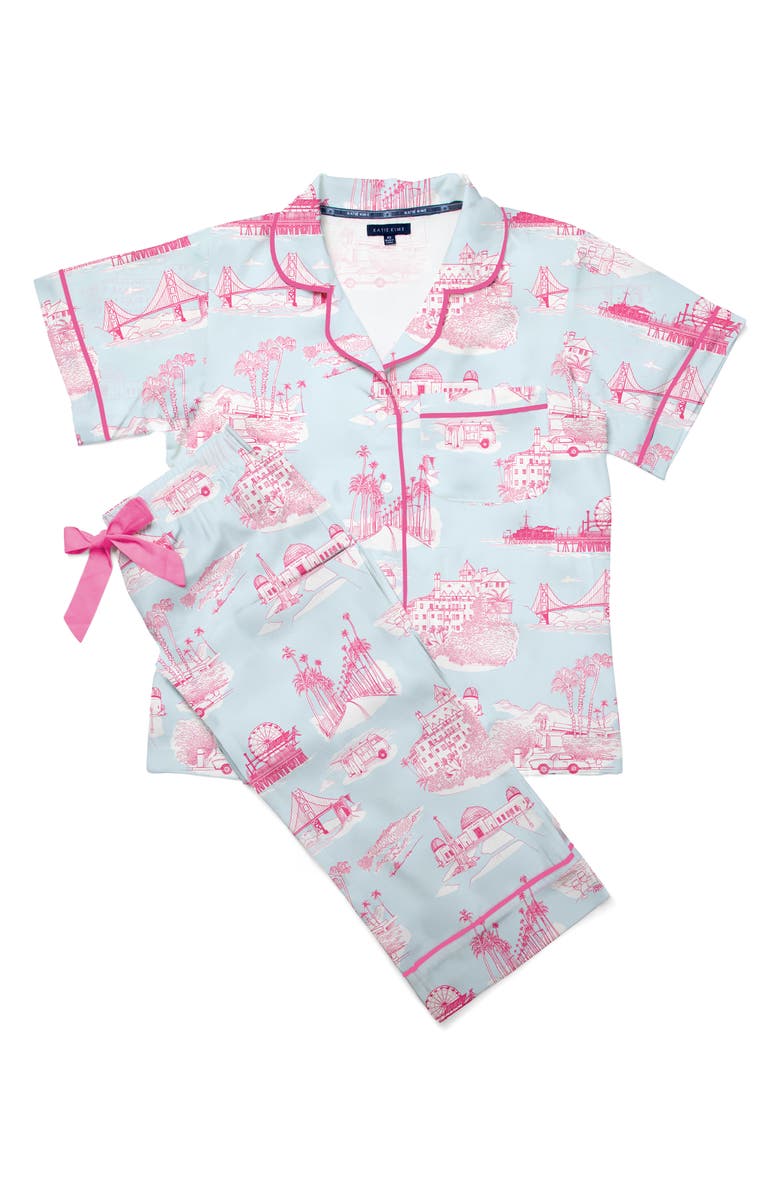 Katie Kime California Toile Cotton Blend Pajamas, Alternate, color, Blue