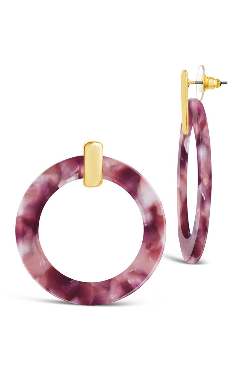 Sterling Forever Raspberry Resin Circle Drop Earrings, Alternate, color,