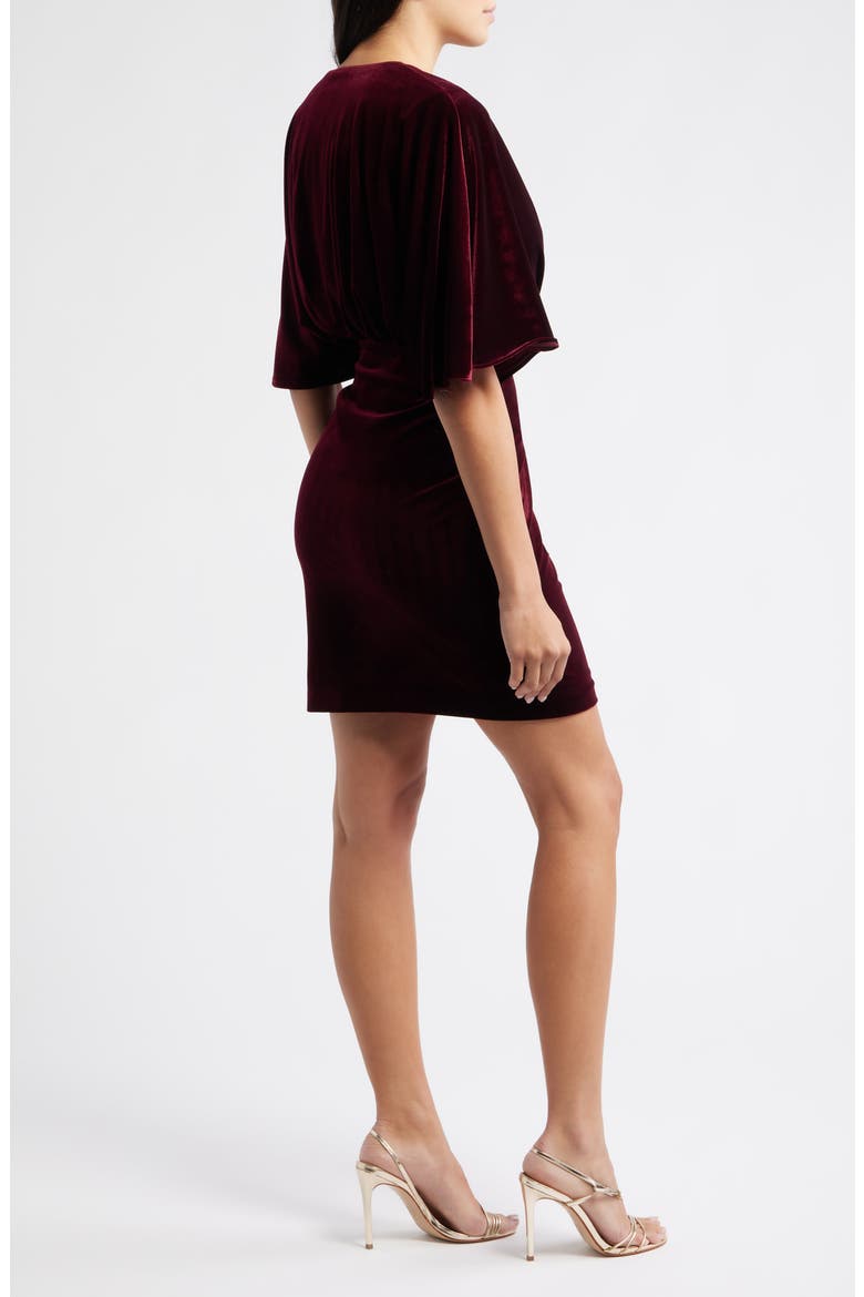 Dolman Sleeve Velvet Sheath Dress, Alternate, color, WINE