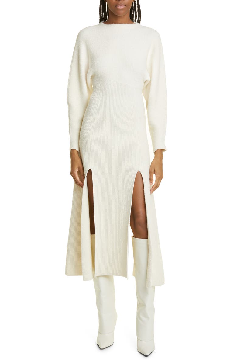 Proenza Schouler Long Sleeve Double Slit Wool Blend Bouclé Sweater Dress, Main, color, 