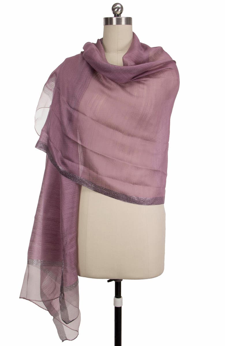SAACHI Shimmer Border Scarf, Alternate, color, Purple