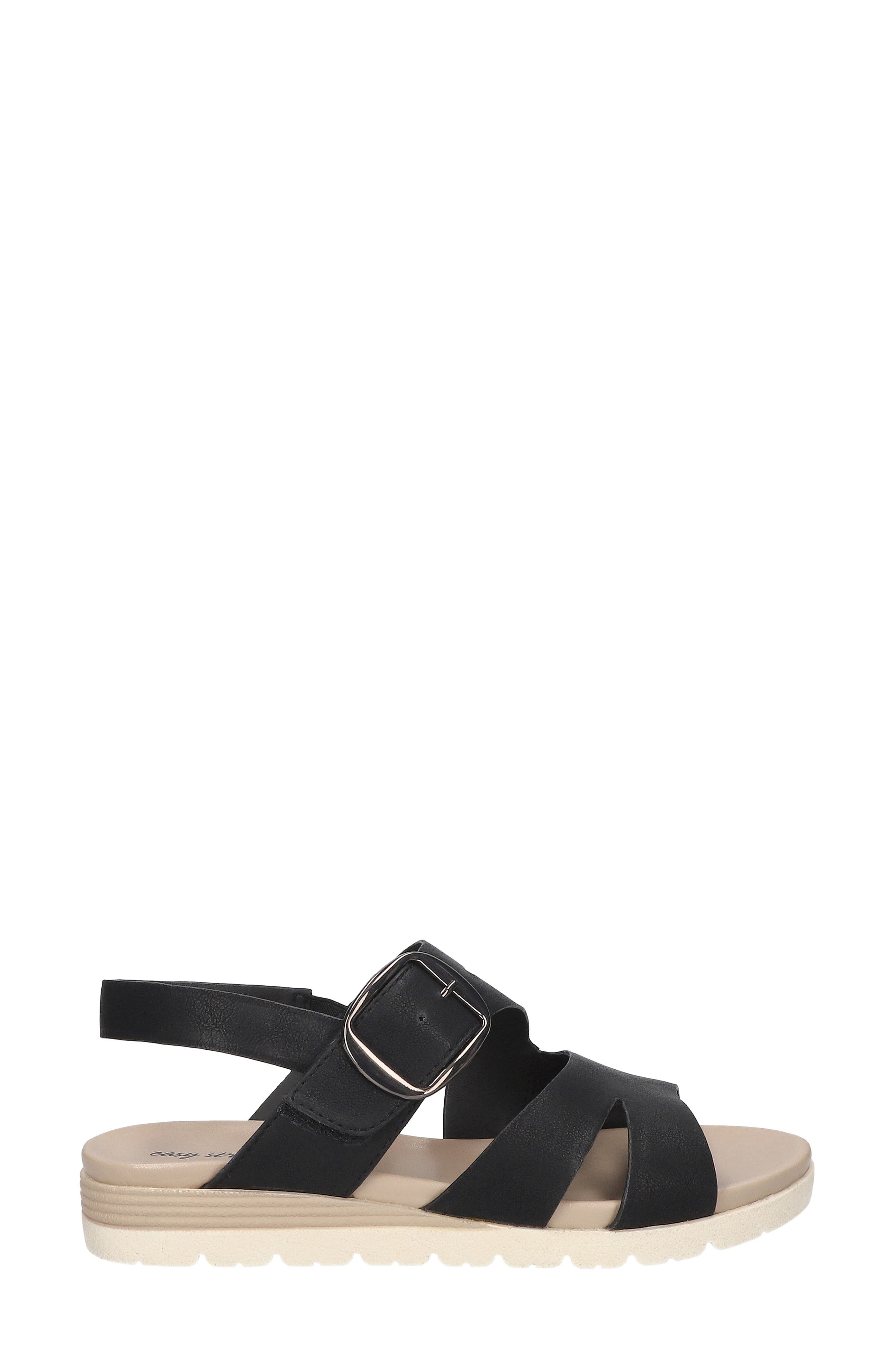 EASY STREET <p>Daydream Faux Leather Sandal (Women)</p>, Alternate, color, Black