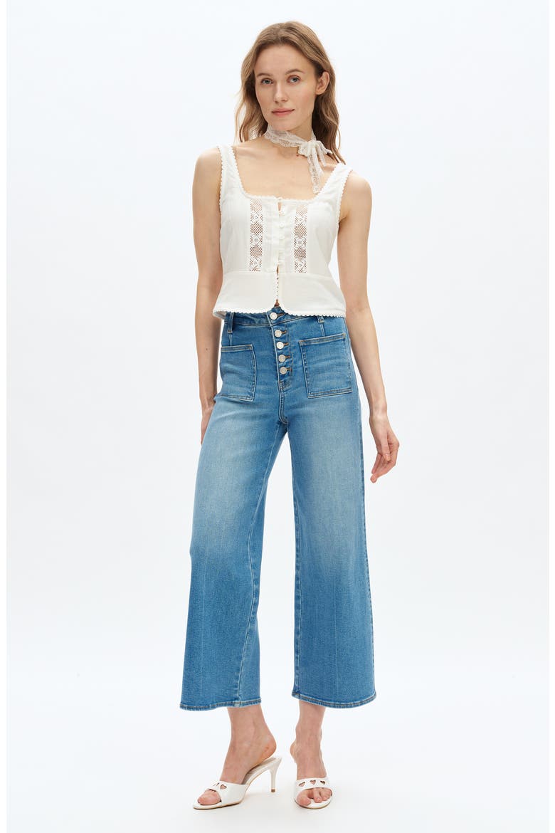 Orson Exposed-Button Fly Wide Leg Jeans, Alternate, color, MEDIUM BLUE