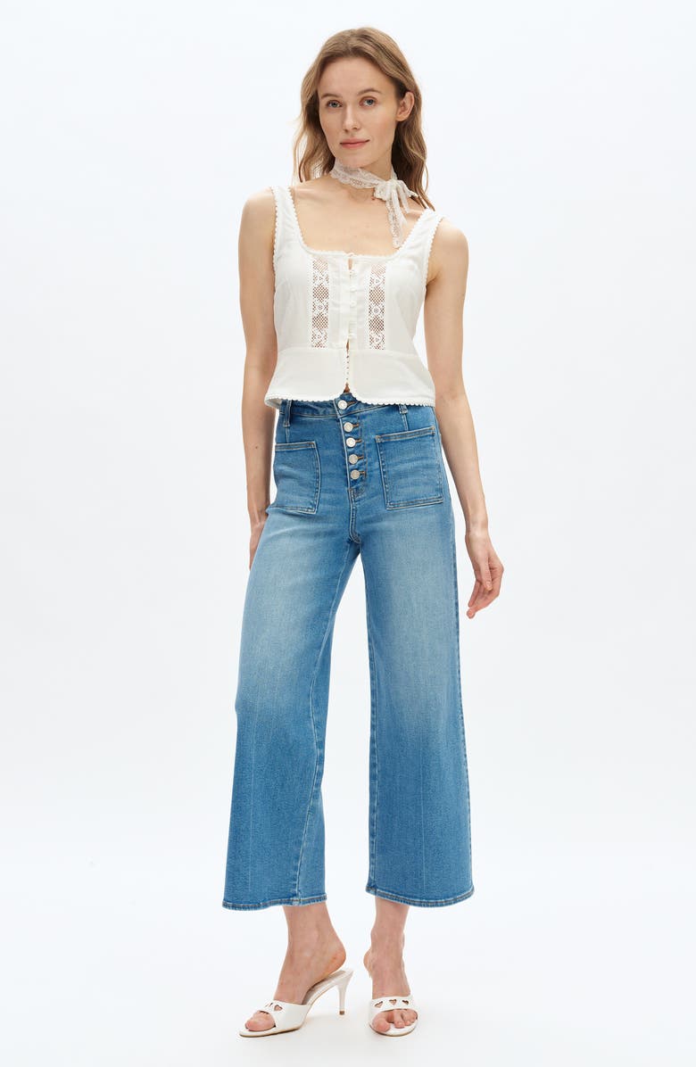 Bayeas Orson Exposed-Button Fly Wide Leg Jeans, Alternate, color, 