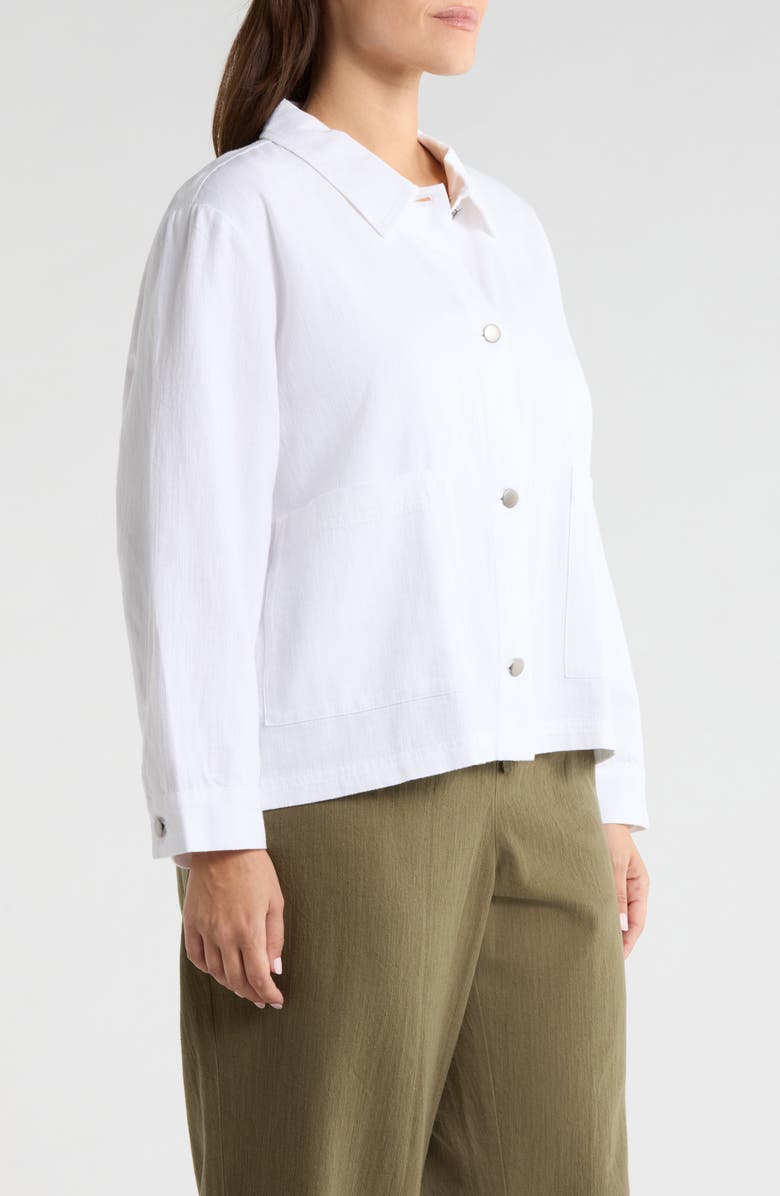 Eileen Fisher Classic Collar Organic Cotton & Organic Linen Jacket, Alternate, color, White