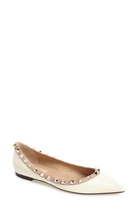 Rockstud Pointed Toe Ballerina Flat (Women)