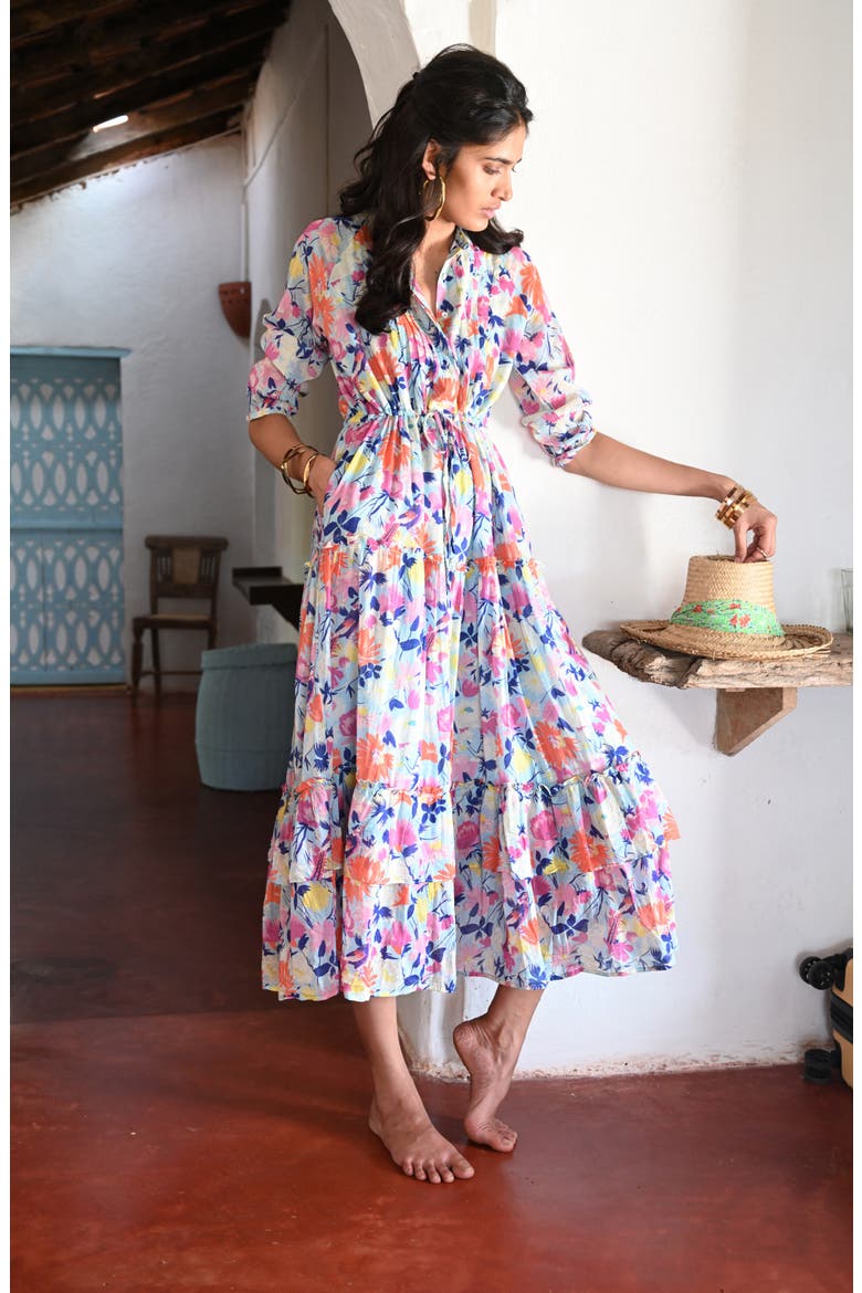 Bazaar Floral Maxi Dress, Alternate, color, FIESTA SKY BLUE