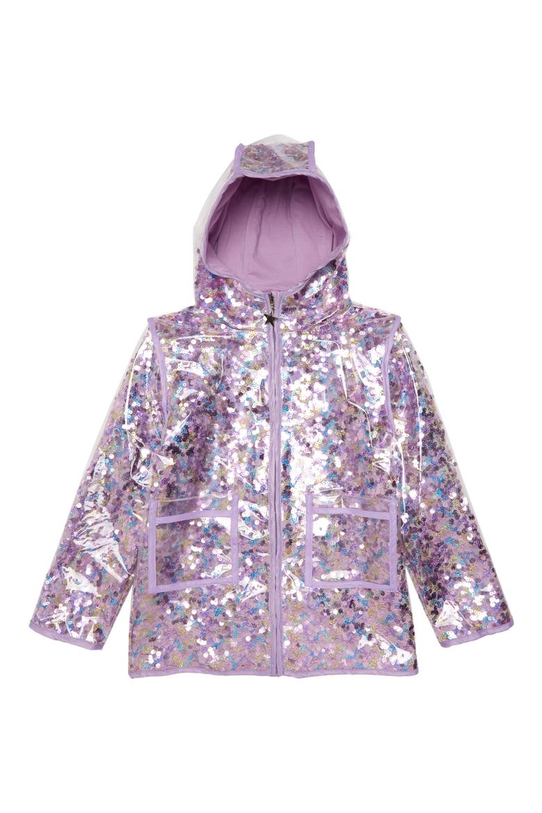 Sequin Magic Rain Jacket, Main, color, PURPLE