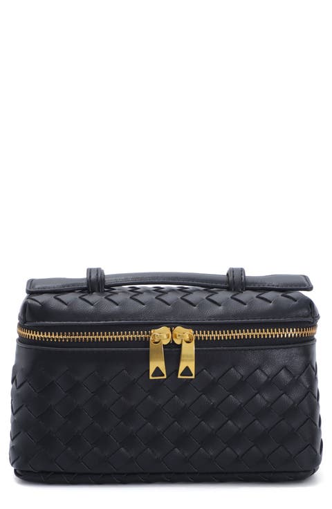 Black Woven Top Handle Bag