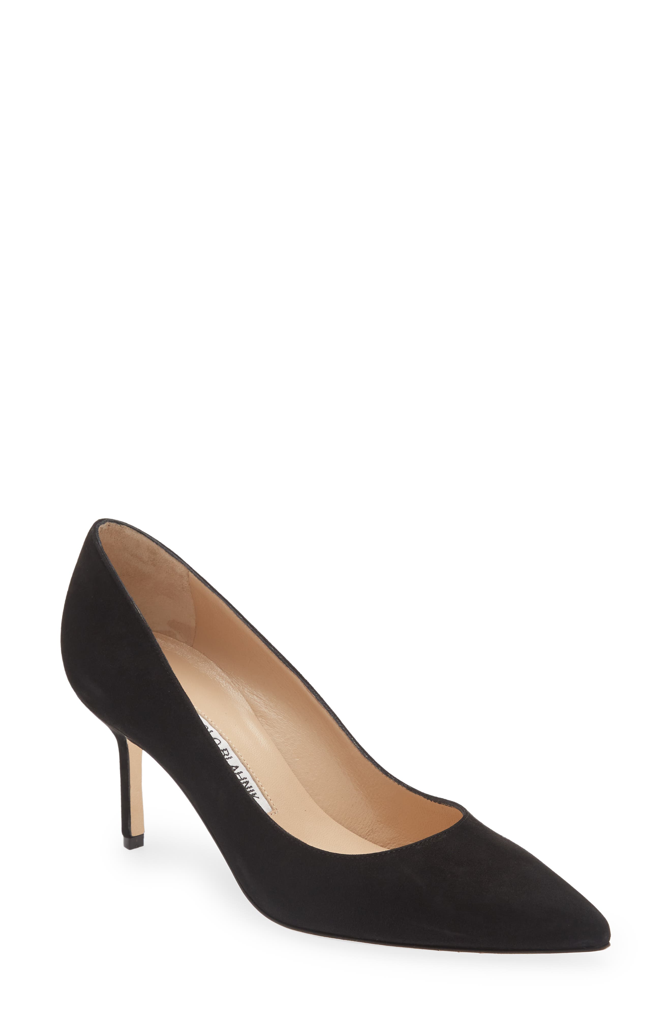 Manolo Blahnik BB Pointed Toe Pump, Main, color, Black Suede