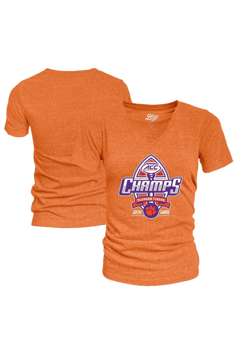 Women's Blue 84 Orange Clemson Tigers 2024 ACC Football Conference Champions Locker Room V-Neck T-Shirt, Main, color, Orange