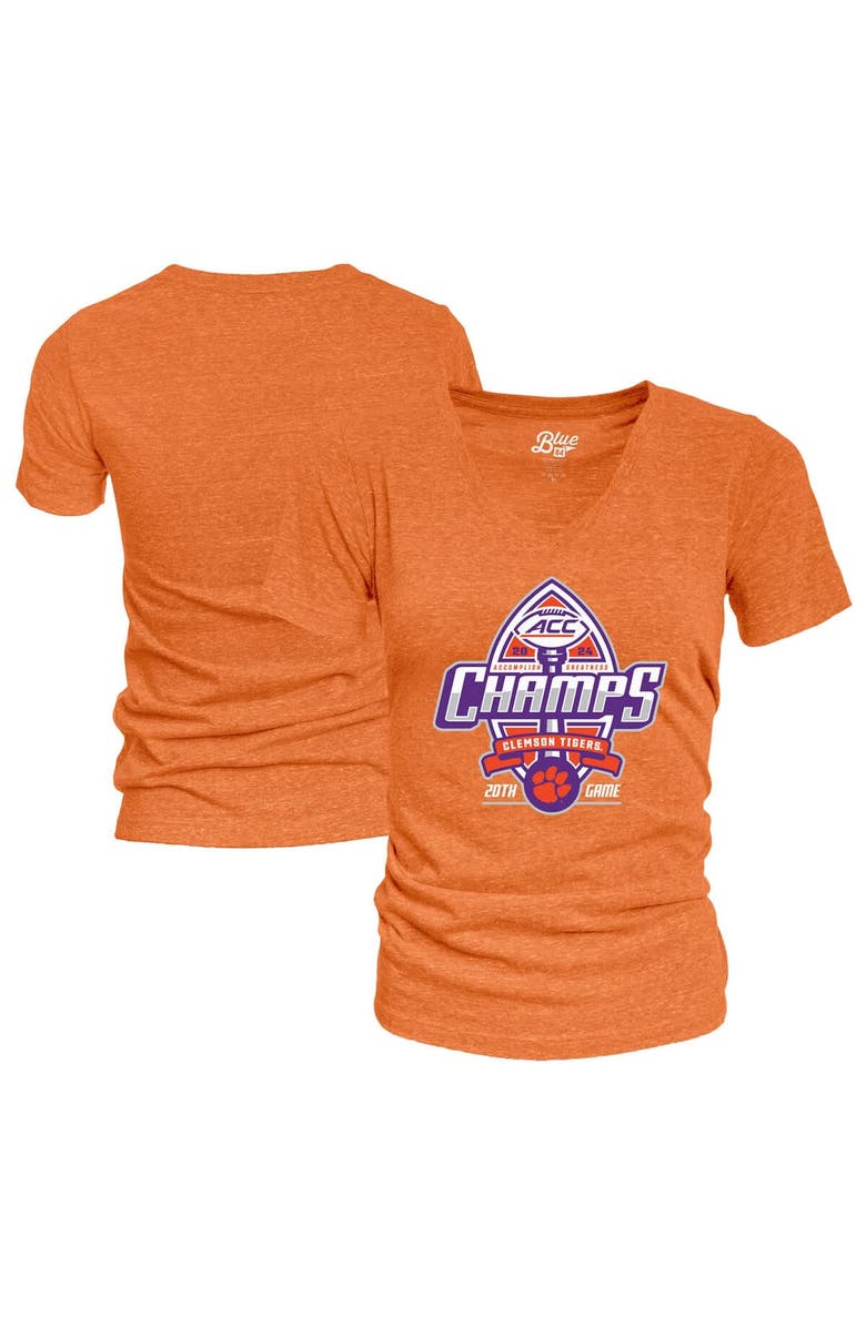 BLUE 84 Women's Blue 84 Orange Clemson Tigers 2024 ACC Football Conference Champions Locker Room V-Neck T-Shirt, Main, color,