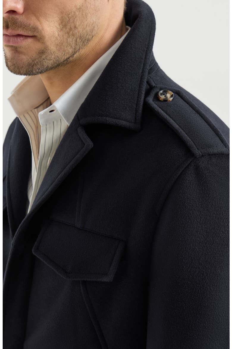 Lightweight virgin wool cloth outerwear jacket with chest pockets, Alternate, color, Navy Blue