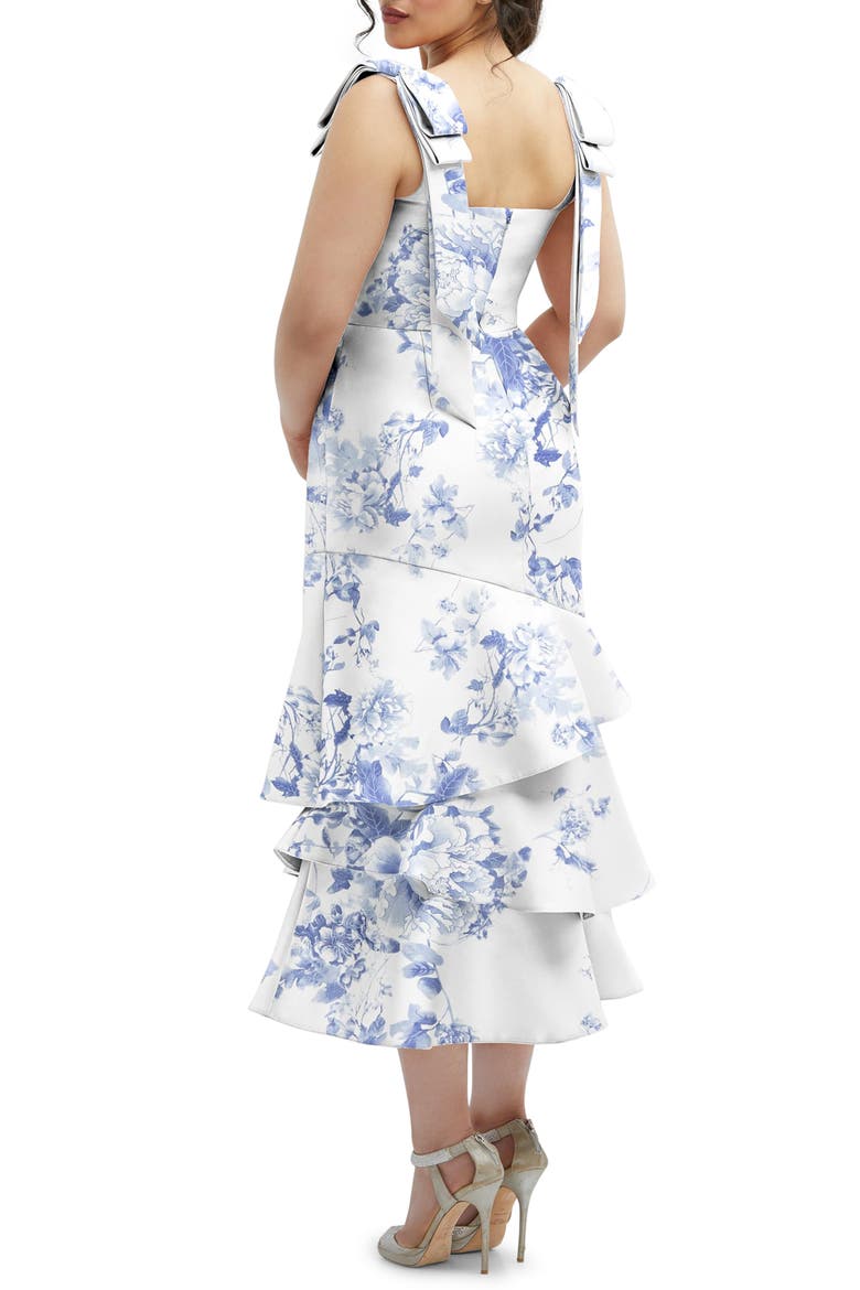 Floral Print Ruffle Sleeveless Satin Midi Dress, Alternate, color, COTTAGE ROSE-LARKSPUR PRINT