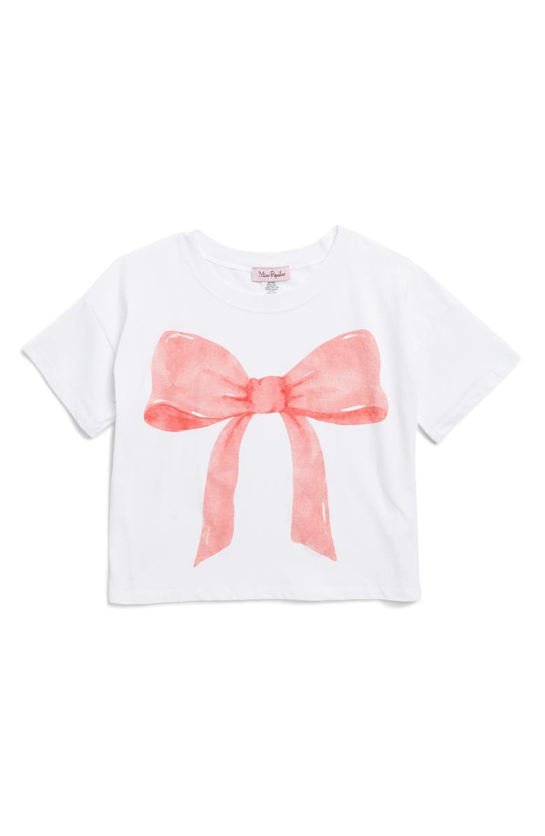 MISS POPULAR Kids' Bow Graphic T-Shirt, Main, color, White