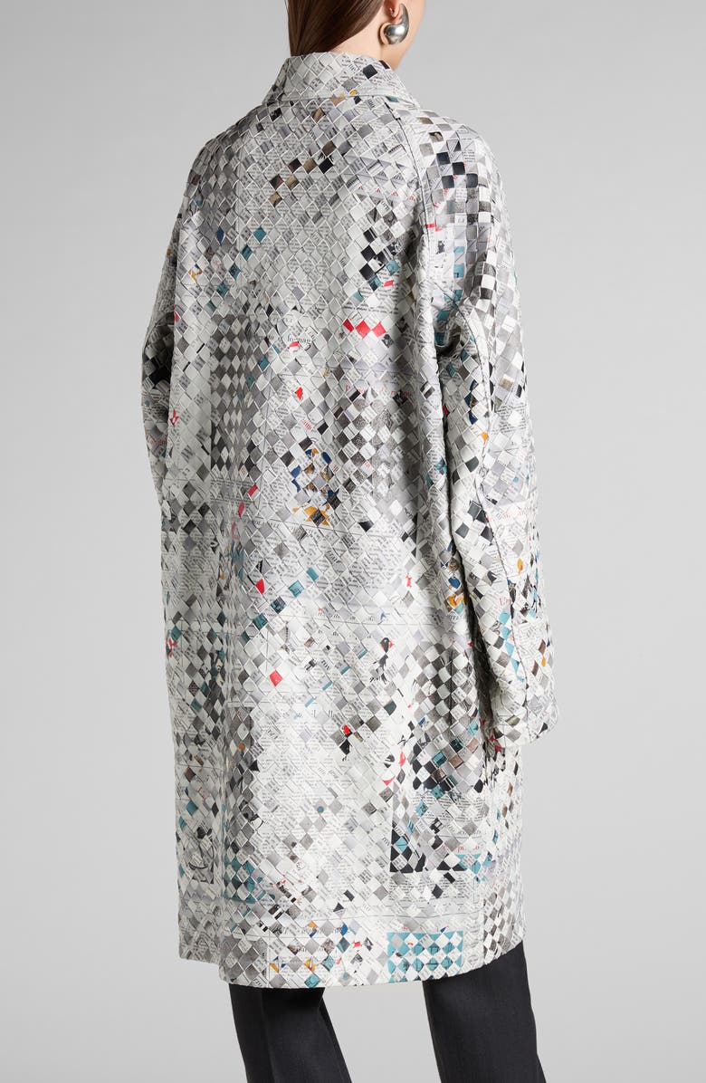 Bottega Veneta Newspaper Print Intrecciato Leather Coat, Alternate, color, 