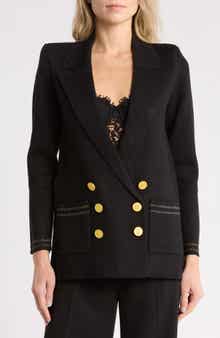 Eileen Metallic Stripe Tipped Sweater Blazer