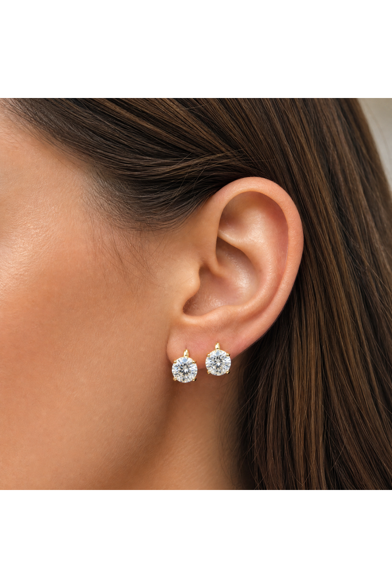 CZ Solitaire Four Prong Huggie Earring, Alternate, color, Gold