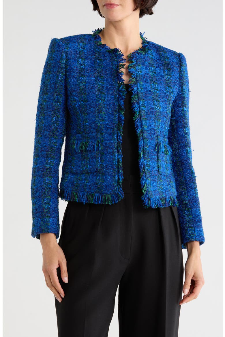 Angelina Check Tweed Jacket, Main, color, POP COBALT