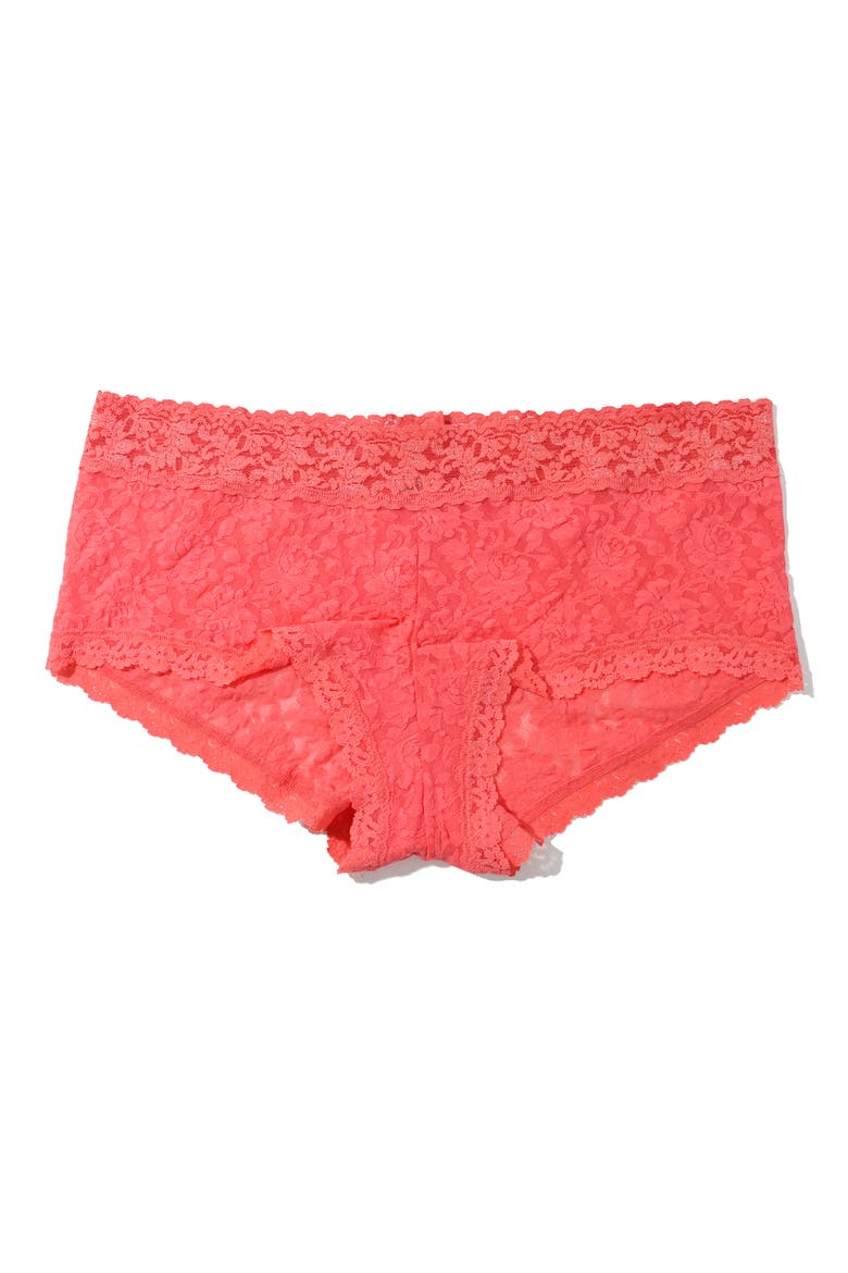 Stretch Lace Boyshorts, Main, color, COURAGEOUS CORAL