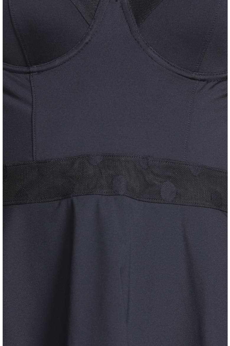 Underwire Peplum Bandeau Tankini Top, Alternate, color, BLACK