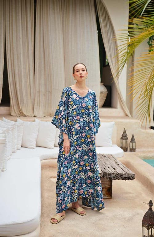 Pink Haley Oaklynn Kaftan Dress In Blue