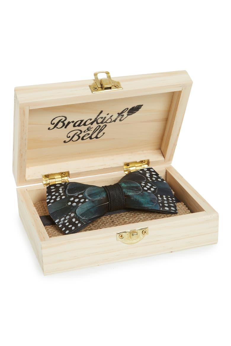 Scarab Feather Bow Tie, Alternate, color, BLUE/ GREEN