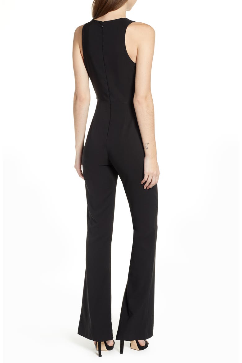 Tie Front Jumpsuit, Alternate, color, BLACK