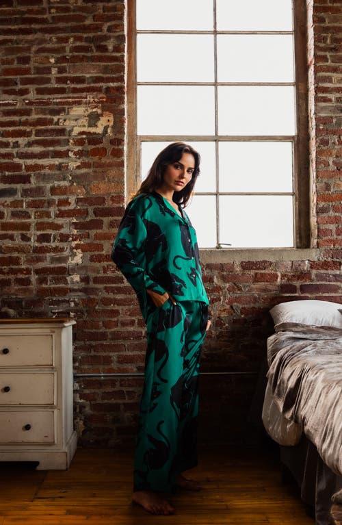 Midnight Bakery Print Satin Pajamas In Multi