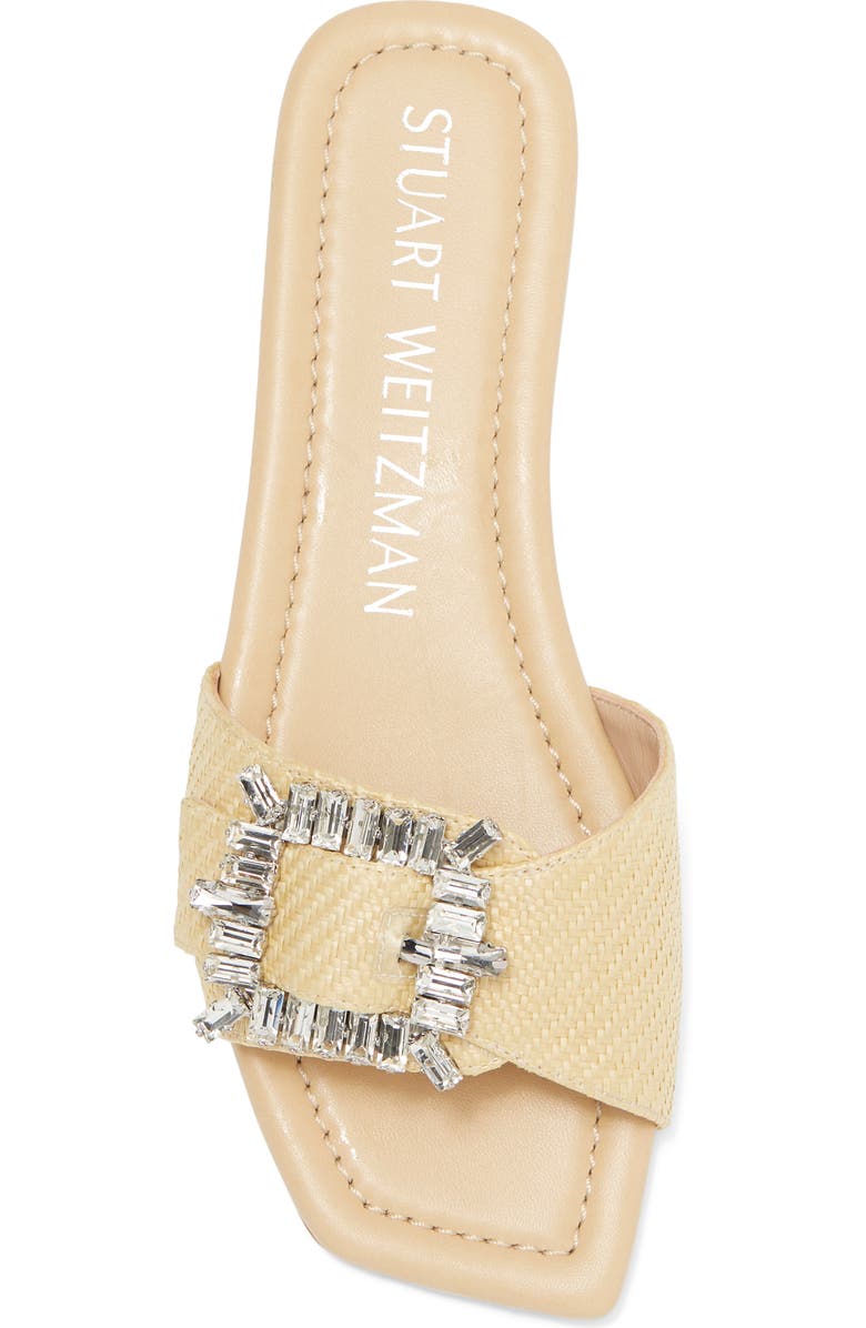 Stuart Weitzman Shine Buckle Slide Sandal, Alternate, color, Wheat
