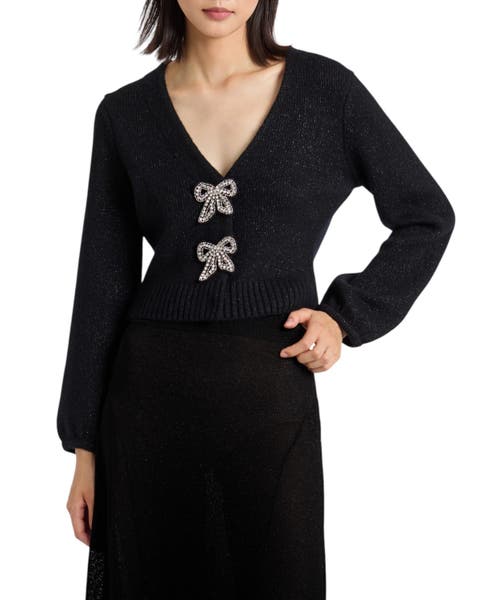 Wool-Cashmere Embellished Bow Cardigan
