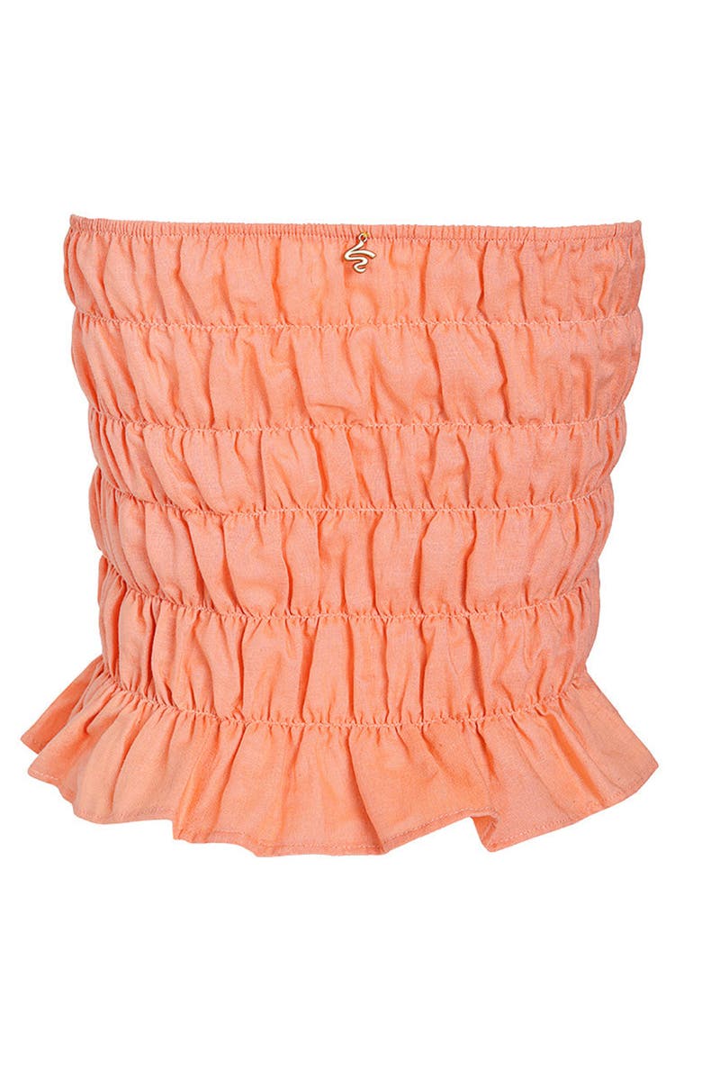 KIBYS Sunset Baazar Smocked Amira Crop Top, Alternate, color, Pastel Orange Tangerine
