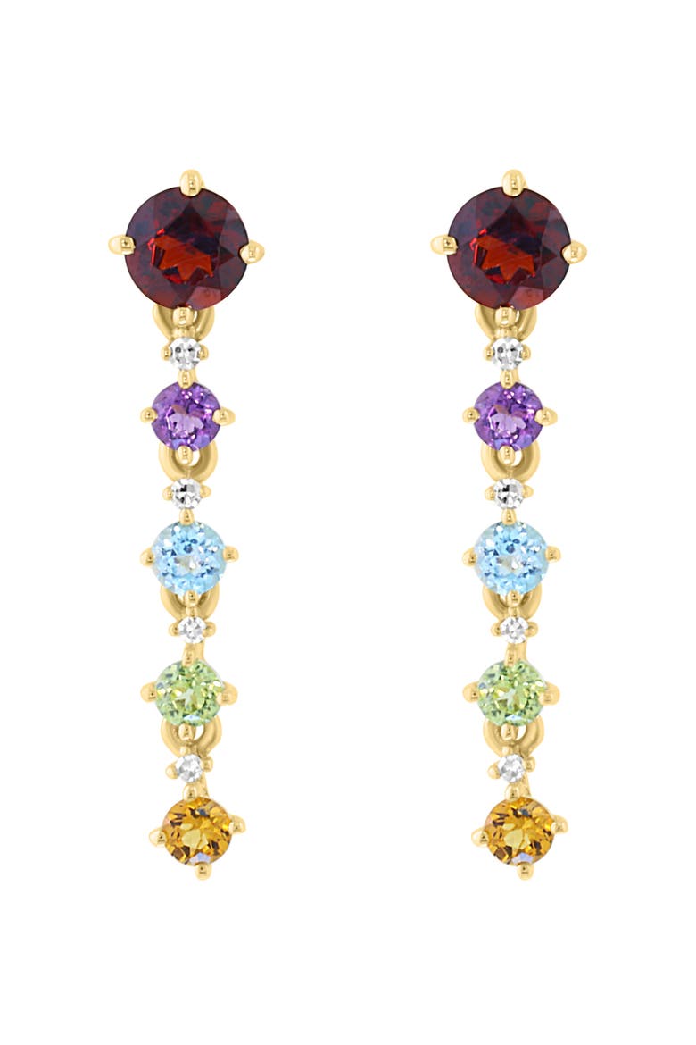 Gold Plated Sterling Silver Multicolor Gemstone Drop Earrings, Alternate, color, MULTI