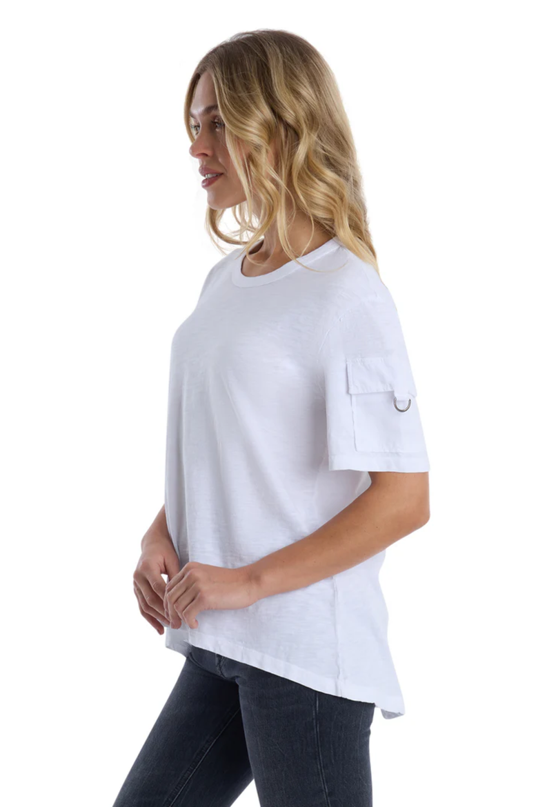 Round Neck Short Sleeve Hi-Lo, Alternate, color, White