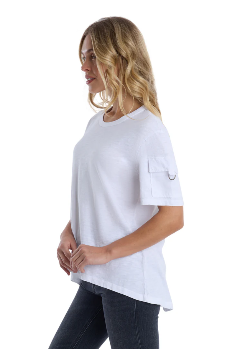 Wilt Round Neck Short Sleeve Hi-Lo, Alternate, color, White