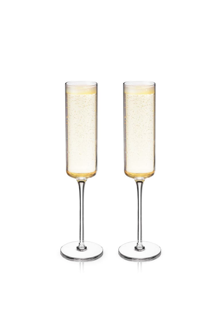 Laurel Crystal Champagne Flutes Set of 2, Alternate, color, Clear