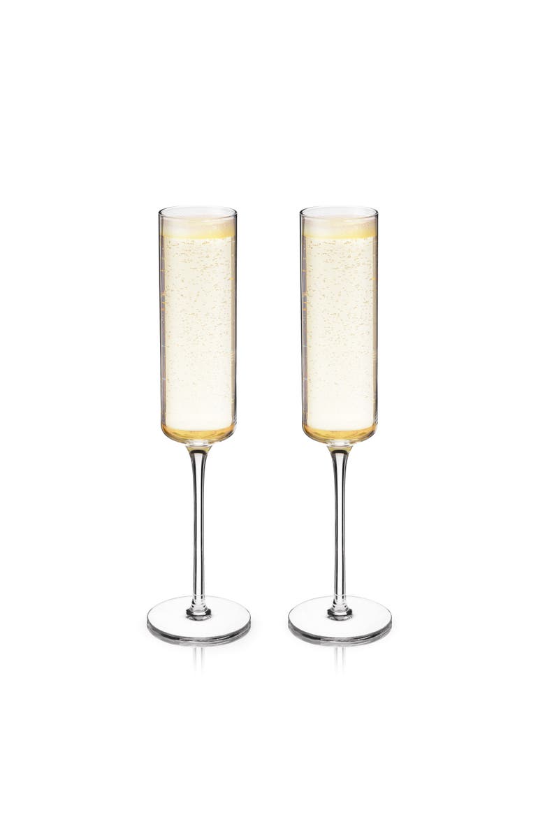 Viski Laurel Crystal Champagne Flutes Set of 2, Alternate, color, Clear