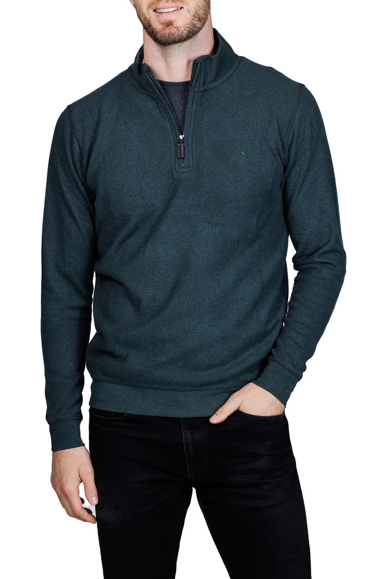Quarter Zip Cozy Knit Pullover, Main, color, HUNTER GREEN HEATHER
