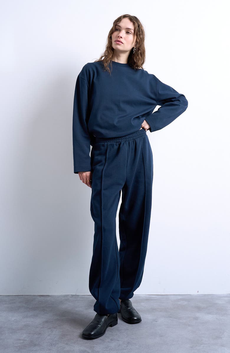 Topshop Pintuck Joggers, Alternate, color, Navy