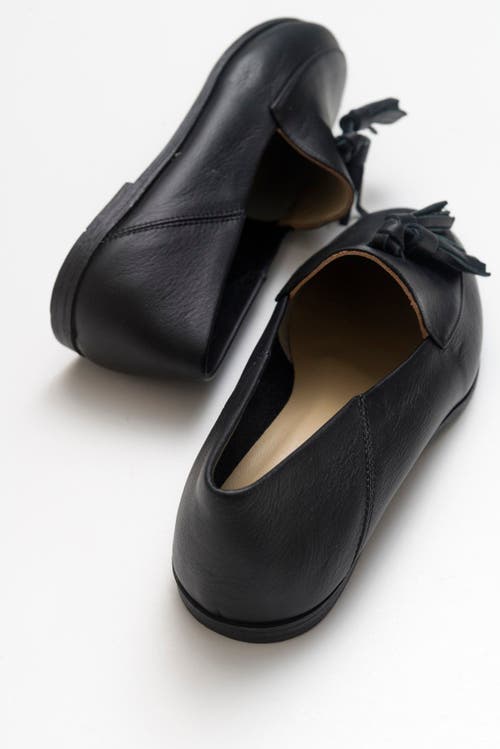 Forever & Always Shoes Mona Soft Leather Tassel Loafer In Black Leather