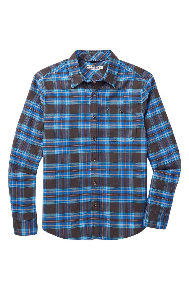 Fair Harbor Plaid Lightweight Flannel Button-Up Shirt, Alternate, color, Stream Blue Plaid