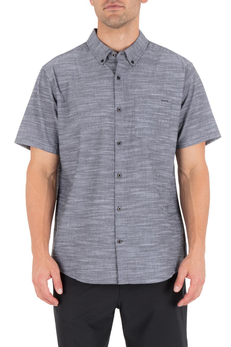 Icon Stretch Button-Down Shirt, Main, color, BLACK